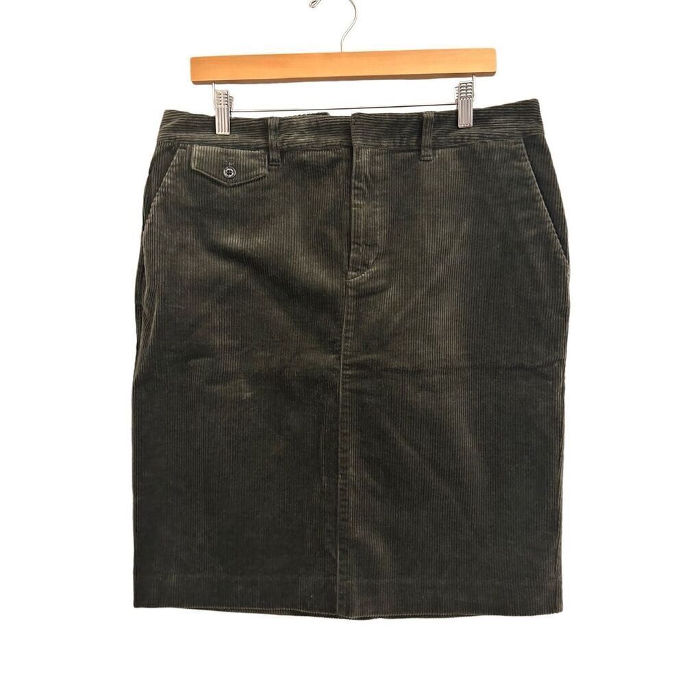 Lauren Ralph Lauren Jeans women's corduroy pencil skirt size 12 olive green